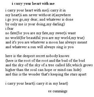 MY FAVE POEM: ee cummings â€˜i carry your heart with me ...
